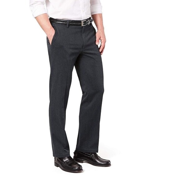 NWT Dockers Signature Khaki Pants Flat Front Classic Fit D3 Dark Gray Men 42x32 - Picture 1 of 7